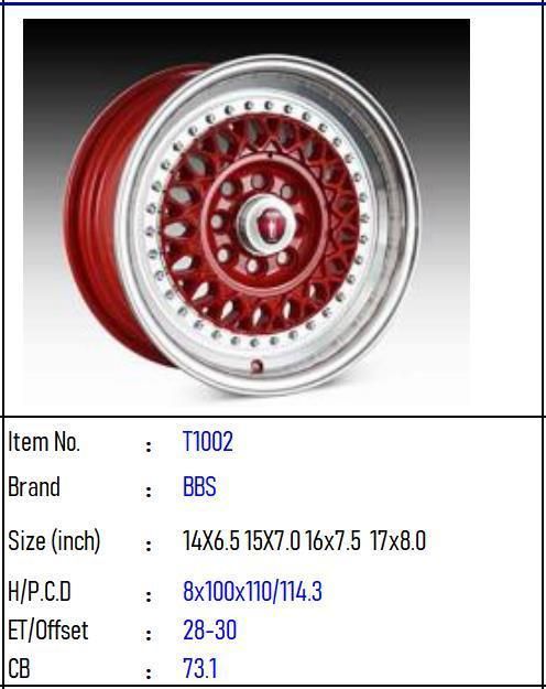 T1002 Aluminium Alloy Car Wheel Rim Auto Aftermarket Wheel