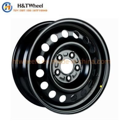 H&T Wheel 675801 16 Inch 16X6.5 5X115 Black E-Coating Snow Steel Wheel Rim