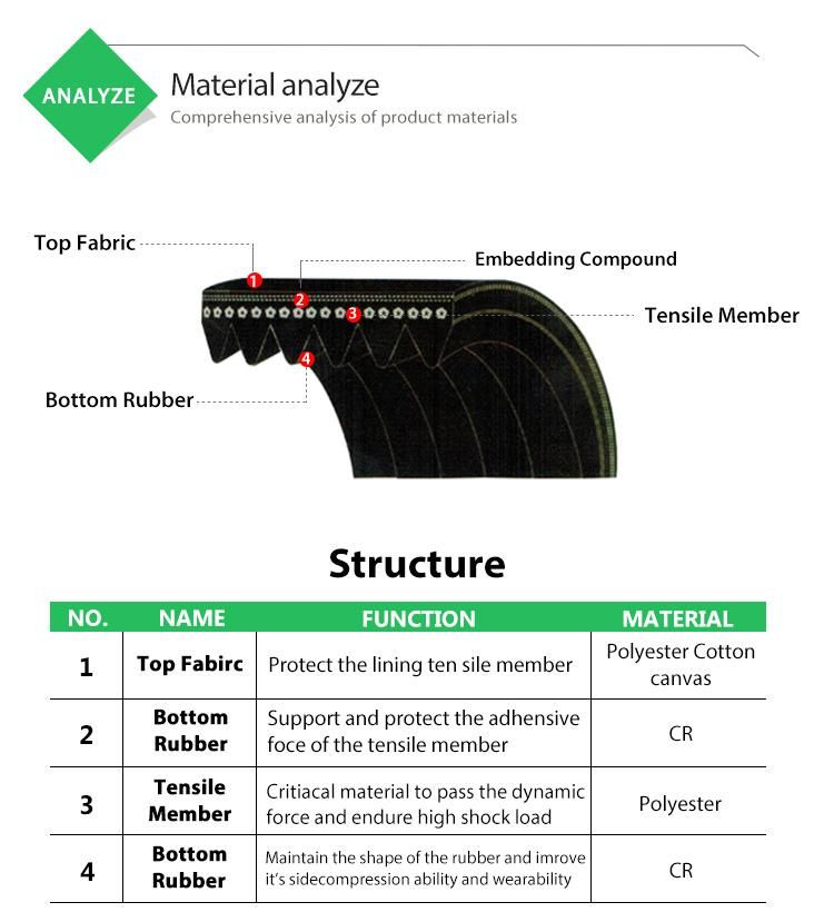 Manufactory V Rib Belt for Automotive Engine Spare Parts