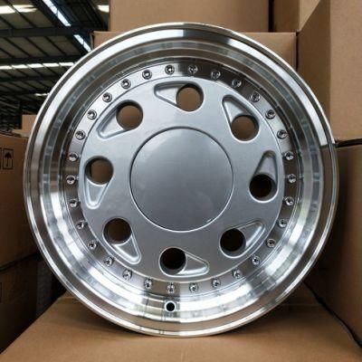 Sj OEM ODM Via TUV Aluminum Alloy Wheel 15X8 8X100/108 Et25 Black Machine Lip Passenger Car Wheels