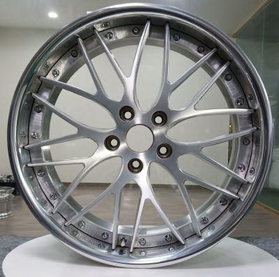 2 Piece Forged Aluminum Mag Rims Wheels with Polishing Wheel Barrel and Brushed Center Disk