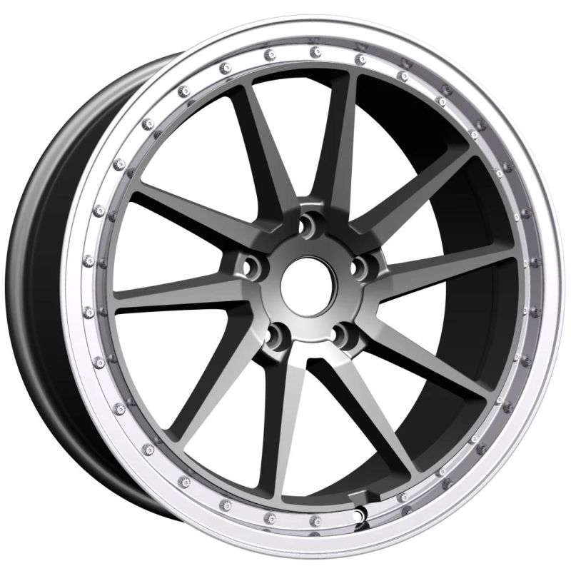 Professional Manufacturer Alumilum Alloy Wheel Rims 18/19/20 Inch 5X108-120 10-40 Et Black Machined Lip for Passenger Car Wheel Tires