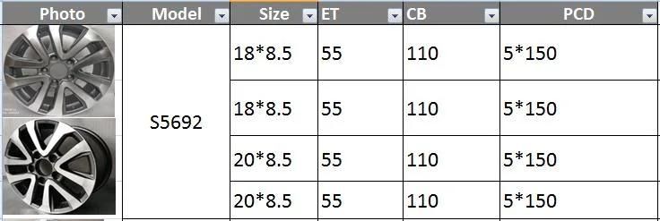 S5692 JXD Brand Auto Spare Parts Alloy Wheel Rim Replica Car Wheel for Toyota Cruiser