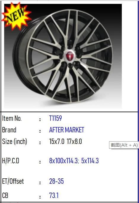 T1159 Aluminium Alloy Car Wheel Rim Auto Aftermarket Wheel