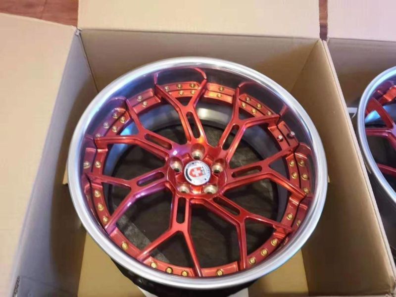 Forged Aluminum Alloy Car Wheels with TUV Certification-Split Rims and Spokes From 16 Inches to 24 Inches