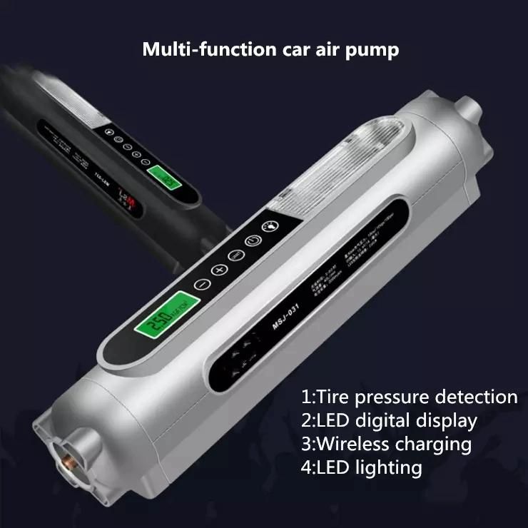 DC12V Rechargeable Cordless Auto Air Compress with LED Emergency Warning Lighting Air Tire Inflator Digital Tyre Inflator for Cars