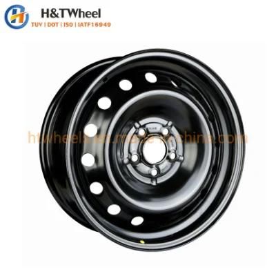 H&T Wheel 675203 16 Inch 16X6.5 PCD 5X100 Black Steel Snow Wheel Rim