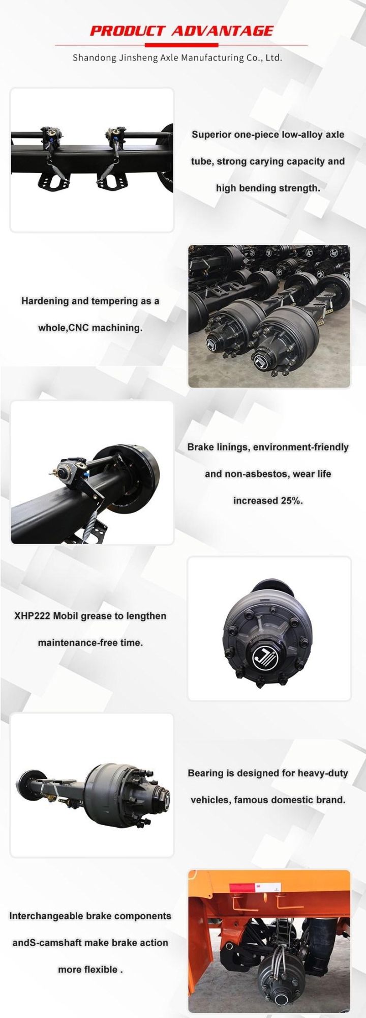 American Fuwa Type Axles 16t Trailer Parts Axle for Truck Semi Trailer