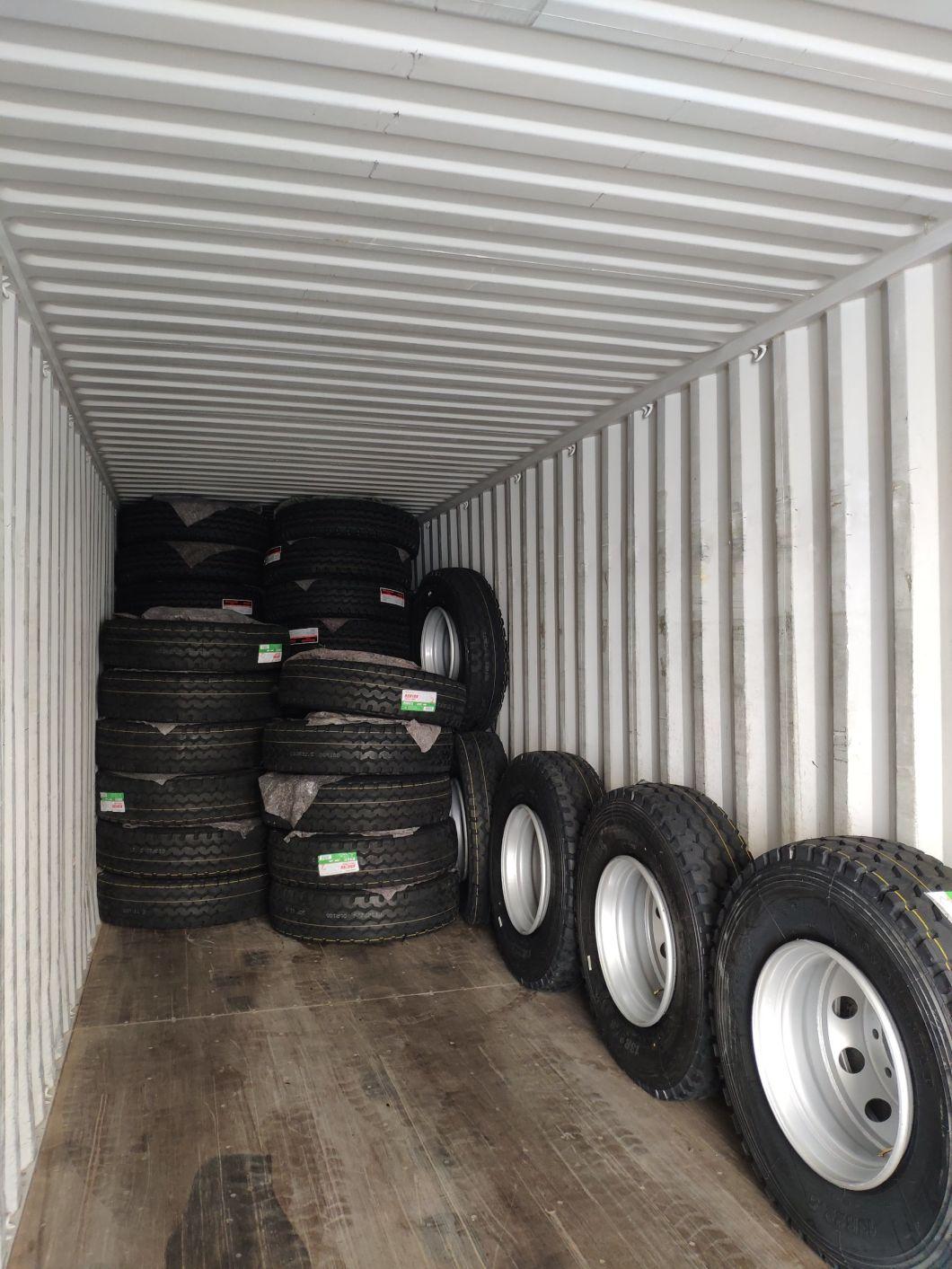 22.5X8.25/9.00/11.75/14.00 Rubber Front Rear Trailer Truck Lorry HK Tires Steel Wheels Rims