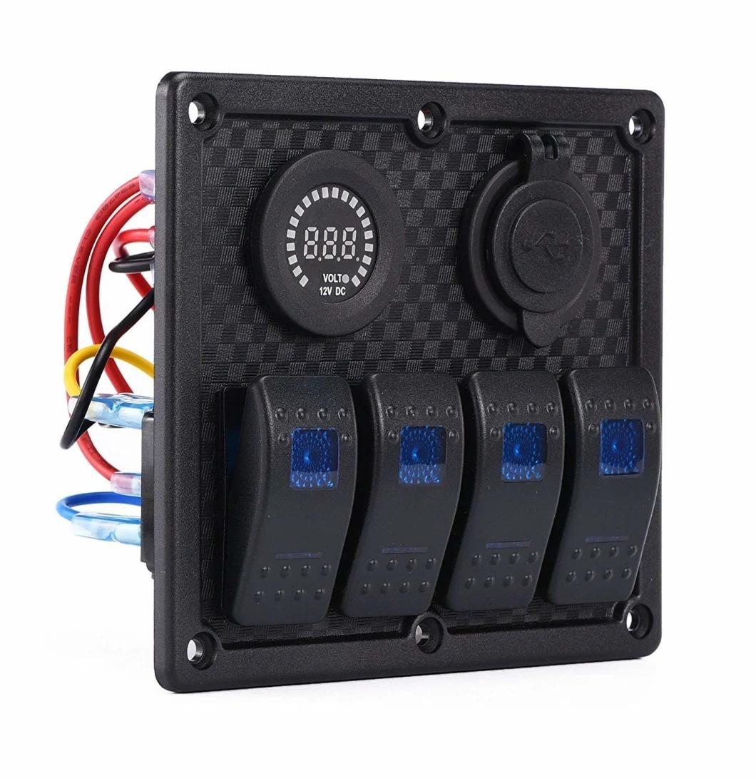 8 Gang Rocker Switch Panel Digital Voltmeter Display