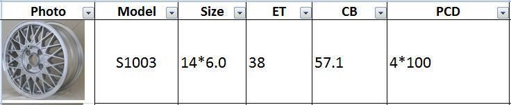 S1003 JXD Brand Auto Spare Parts Alloy Wheel Rim Replica Car Wheel for Volkswagen Santana
