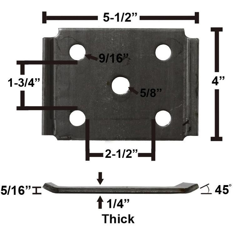 Oiled Trailer Axle Tie Plate with Bent Ends for 2 3/8" Axle and 1 3/4" Spring