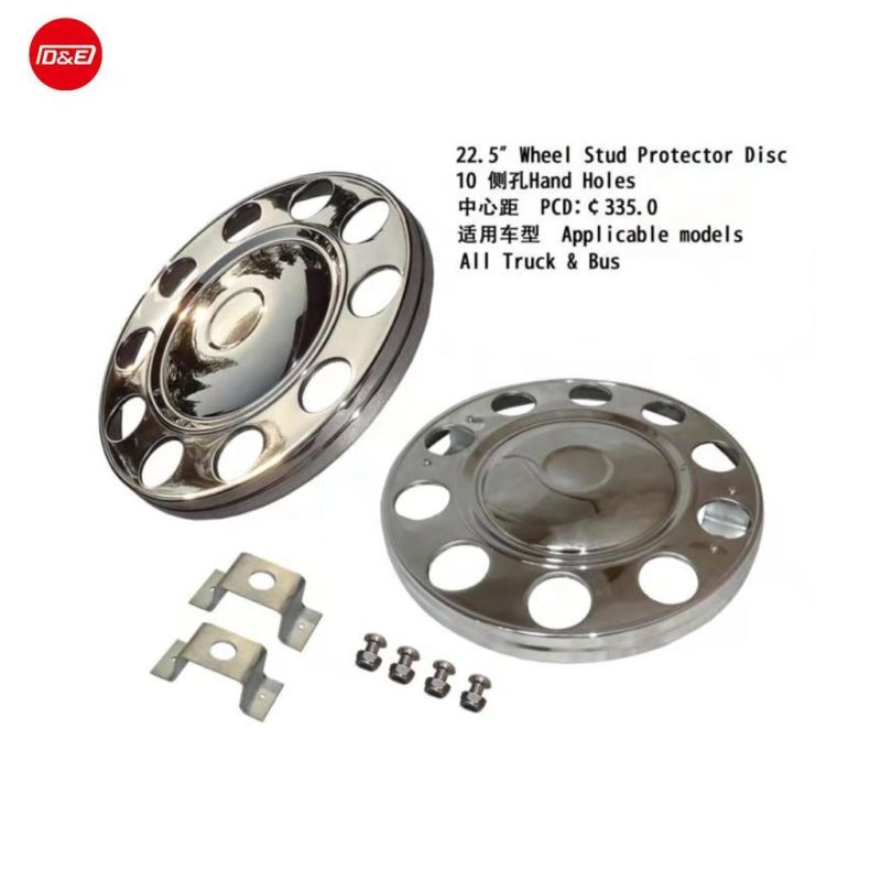 22.5′′universal Steel Stainless Truck Wheel Hub Covers Stud Protector Disc Cover for European Trucks PCD 335mm