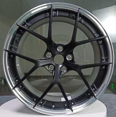 2 Piece Foregd Aluminum Mag Rims Wheels with Machined Lip and Matt Black Center Disk