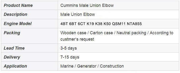 Sinotruk Male Union Elbow 3036865 HOWO Truck