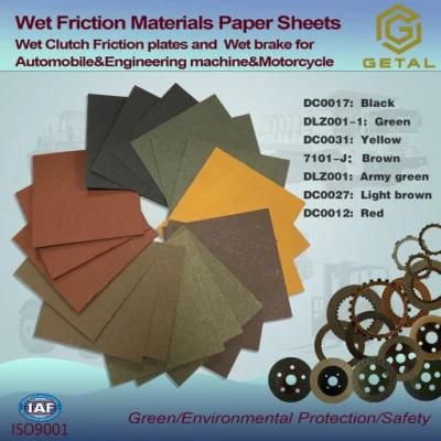 Wet Paper-Based Friction Materials for Automobile Engineering Machines and Motorcycle Transmission Clutch &amp; Brake Plates