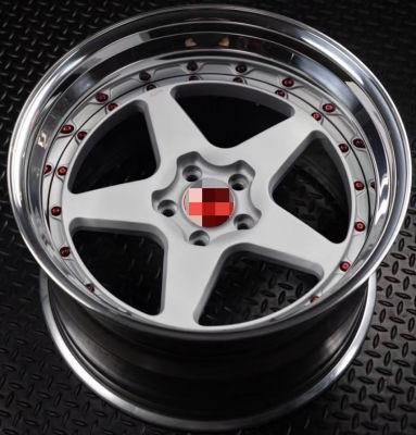 Custom 15 to 24 &quot; 3 Pieces Forged Split Wheel Full Polish Step Lips Deep Dish Alloy Wheels for BMW E24 E38