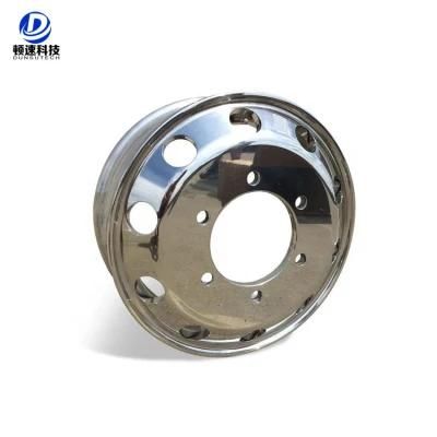 Aluminum Truck Wheel Hub Pilot Machined 19.5X7.5 19.5X6.75 Polished Forged Wheel for American Trucks